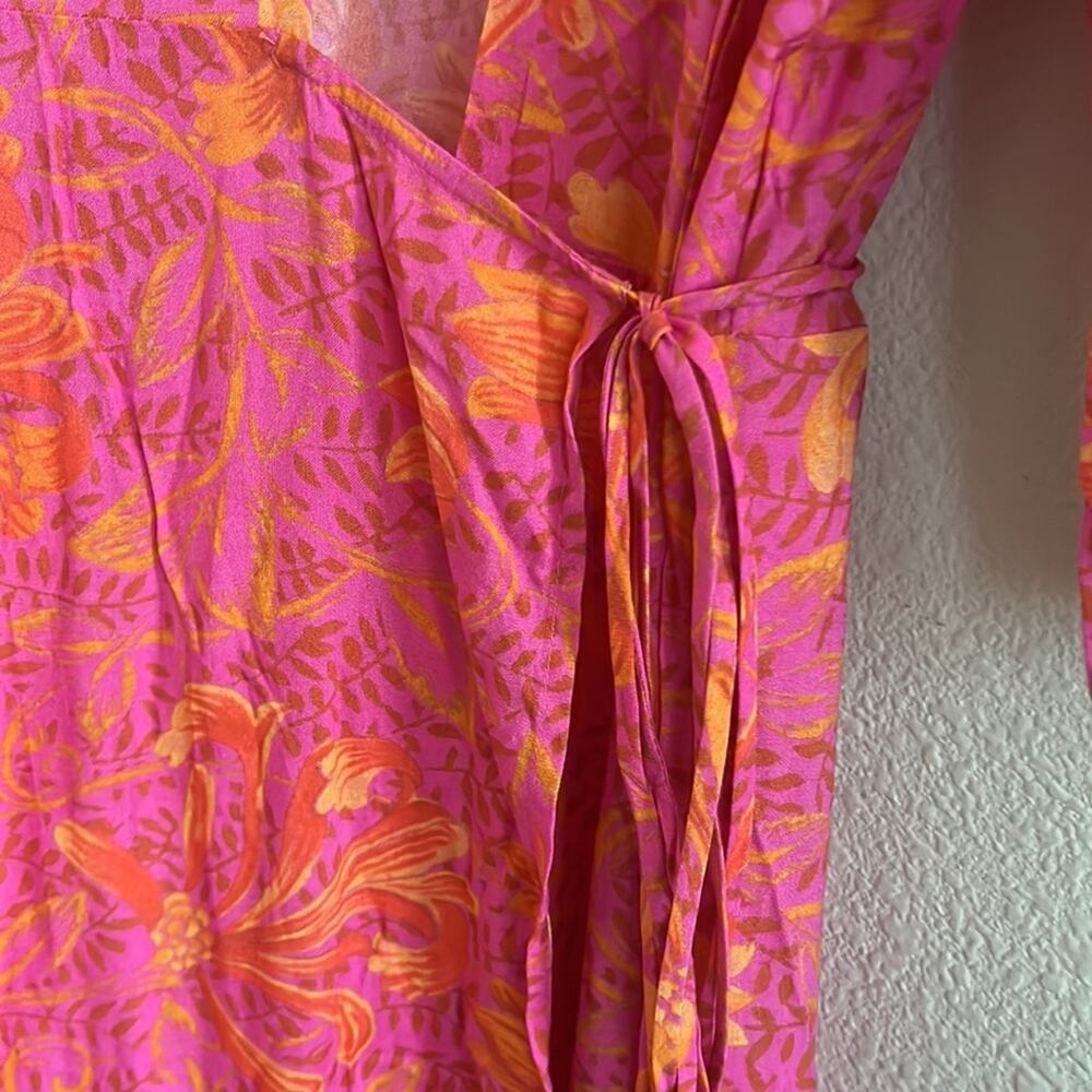 Jen's Pirate Booty Garden Party Row Maxi Wrap Dress Pink Orange Small - Picture 8 of 14